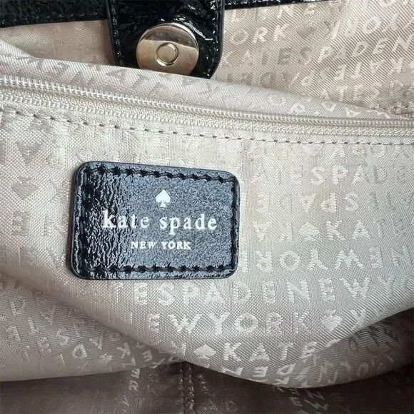 Kate Spade Black Ostrich-Embossed Leather Tote Bag Black w Gold Hardware NWOT